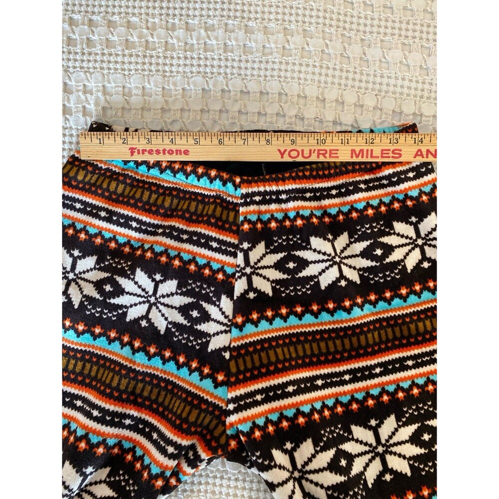 Glacier Canyon Mink Fleece Pants‎ Leggings Size Large 14 - 16 Snowflakes! Teal - Picture 7 of 8